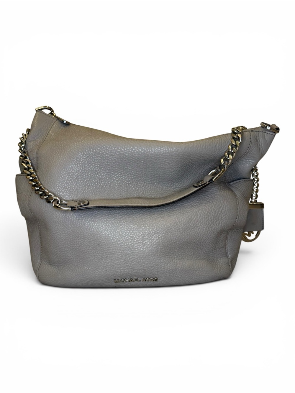 Michael Kors Pebbled Leather Shoulder Bag in Gray with Chain Strap